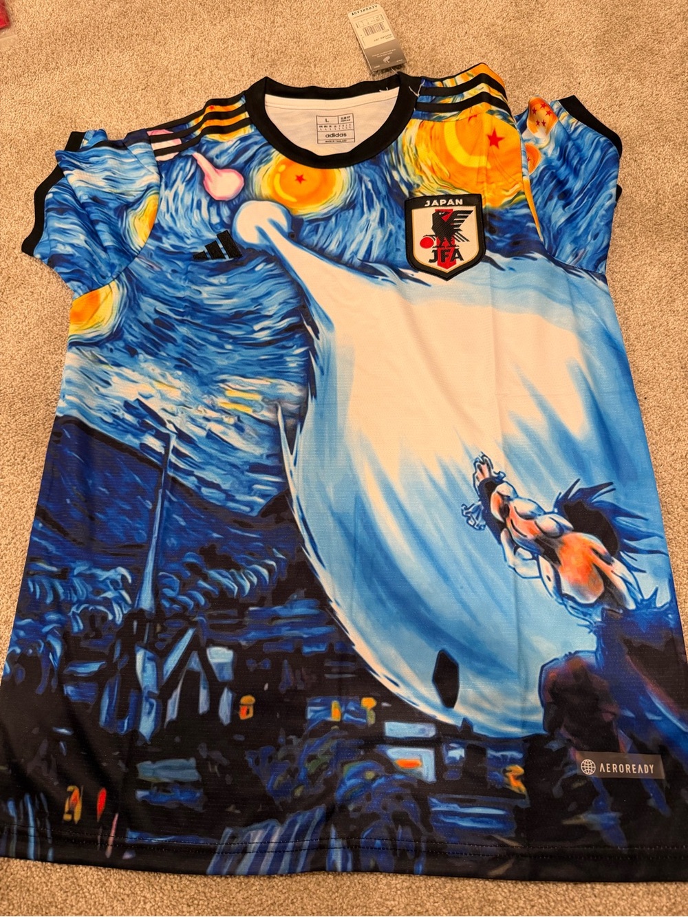 Adidas Japan mens Blue dragon ball Z concept kit slim fit Goku jersey